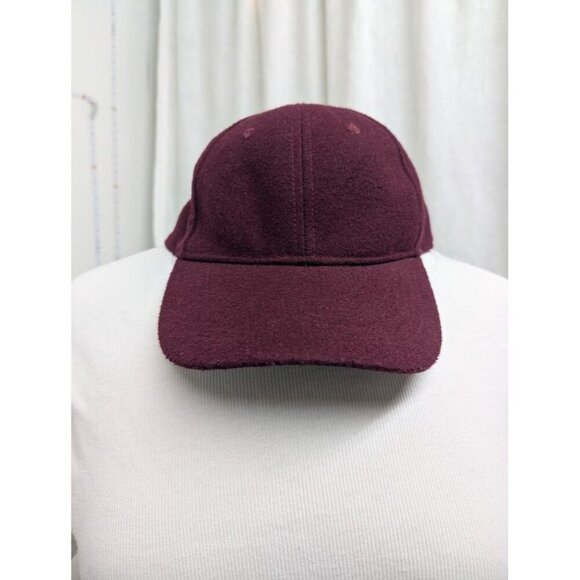 Wool blend burgundy baseball cap, plain, good condition, one size fits most S15 - Picture 2 of 5